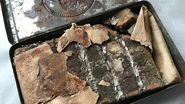 Royal box of chocolates from 1900 discovered in war helmet