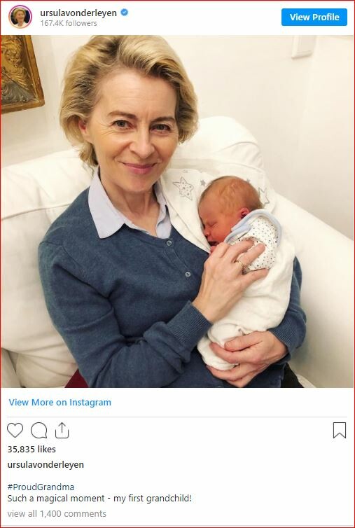 Για πρώτη φορά γιαγιά Ούρσουλα Φον Ντερ Λάιεν - Η ανάρτηση στο Instagram και η φωτογραφία 