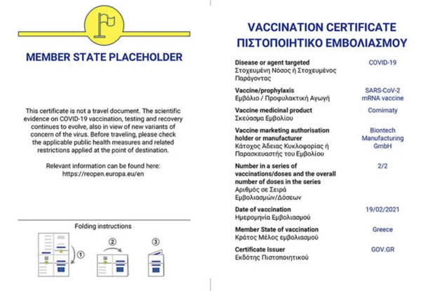 Σε ισχύ από την Δευτέρα το ψηφιακό πιστοποιητικό COVID