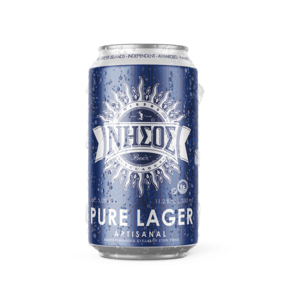 Η «ΝΗΣΟΣ PURE LAGER» σε κουτάκι από τη μπύρα «ΝΗΣΟΣ»