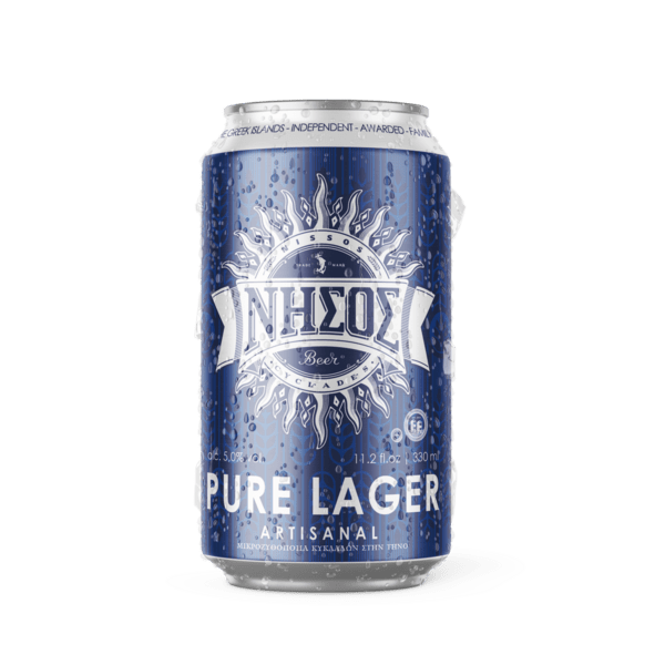 Η «ΝΗΣΟΣ PURE LAGER» σε κουτάκι από τη μπύρα «ΝΗΣΟΣ» 