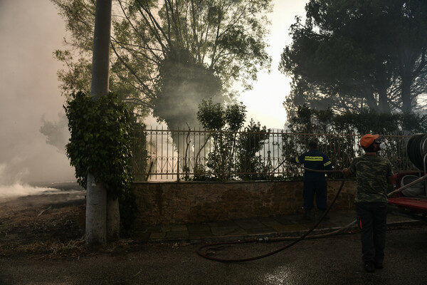 Ανεξέλεγκτη η πυρκαγιά, πέρασε την Εθνική Οδό - Οι καύτρες «πετούν» με τον άνεμο 