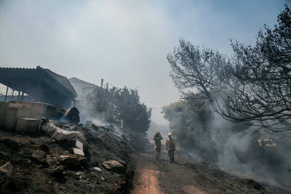 Μάχη με τις ανεξέλεγκτες πυρκαγιές σε Βίλια και Κερατέα - Κάηκαν σπίτια στον Άγιο Γεώργιο