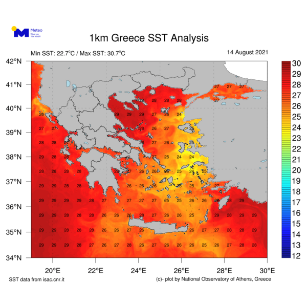Meteo: Υψηλή θερμοκρασία στην επιφάνεια της θάλασσας για την εποχή - Ο χάρτης για την Ελλάδα