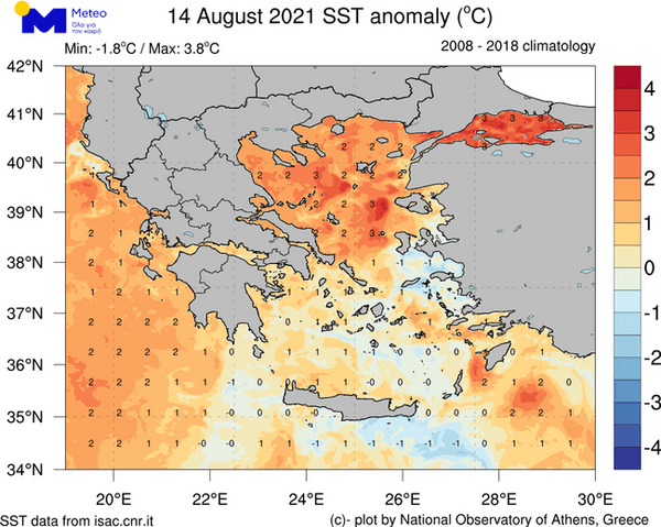 Meteo: Υψηλή θερμοκρασία στην επιφάνεια της θάλασσας για την εποχή - Ο χάρτης για την Ελλάδα