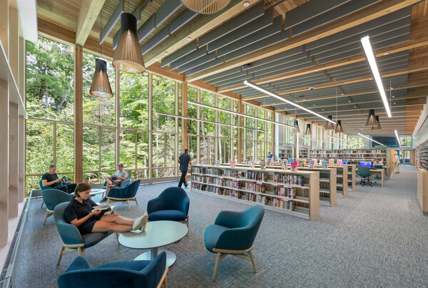 Η ξύλινη δημόσια βιβλιοθήκη Νόργουελ στην καρδιά ενός υγροβιότοπου