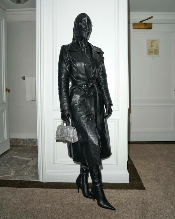 Kim Kardashian Rocks Head-to-Toe Leather Ensemble While Arriving in N.Y.C. Ahead of the Met Gala