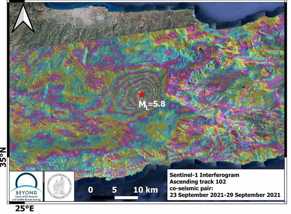 Κρήτη: Eδαφική παραμόρφωση 14 εκ. από το σεισμό στο Αρκαλοχώρι κατέγραψε ο δορυφόρος Sentinel-1