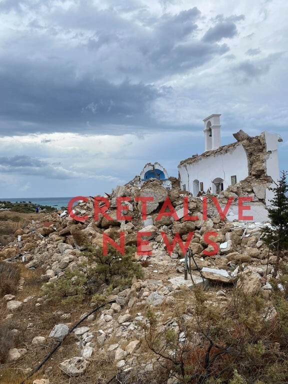 Σεισμός στην Κρήτη: Βίντεο από τη στιγμή των 6,3 Ρίχτερ - Ζημιές σε κτήριο, έπεσε εκκλησία