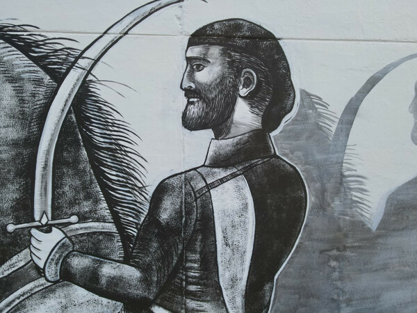 Στίχοι του Ανδρέα Κάλβου σε τοιχογραφία που κοσμεί το 18ο Ενιαίο Λύκειο Αθηνών