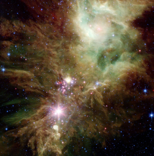 NASA: Το «Σμήνος του Χριστουγεννιάτικου Δέντρου» φωτίζεται ροζ και κόκκινα νεογέννητα αστέρια
