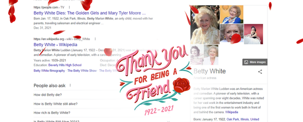 H Google «ραίνει» με ροδοπέταλα την σελίδα αναζήτησης της Μπέτι Γουάιτ