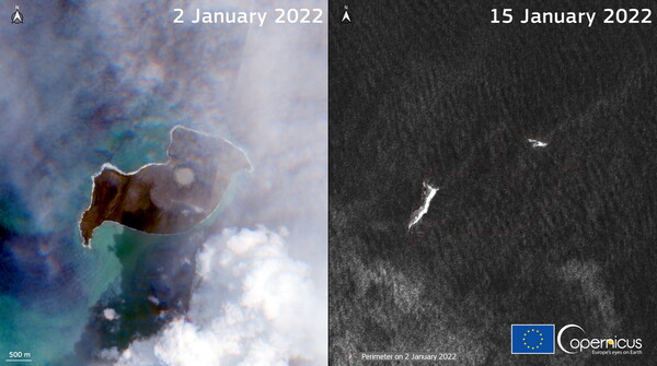 Tonga volcano: first pictures after eruption show islands blanketed in ash, as two deaths confirmed