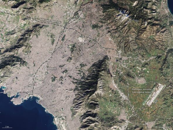 Η χιονισμένη Αθήνα από ψηλά -Εικόνες από δορυφόρο