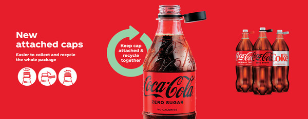 Η Coca Cola λανσάρει νέα μπουκάλια με καπάκια που δεν ξεκολλάνε - Για λιγότερα σκουπίδια
