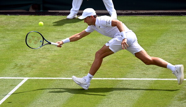 Ugo Humbert arrives on court without his rackets but goes on to produce biggest Wimbledon shock so far