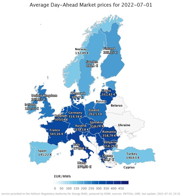 Ενέργεια: Στα 352 ευρώ η τιμή ρεύματος- Οι προβλέψεις της ΤτΕ