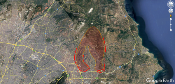 Ο χάρτης της πυρκαγιάς στην Πεντέλη- Πού είναι τα ενεργά μέτωπα 