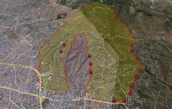 Ο νέος χάρτης της πυρκαγιάς στην Πεντέλη- Τα ενεργά μέτωπα και οι διάσπαρτες εστίες
