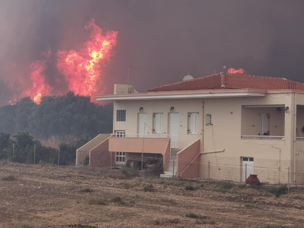 Φωτιά στη Λέσβο: Στα πρώτα σπίτια οι φλόγες- Εκτός ελέγχου το πύρινο μέτωπο