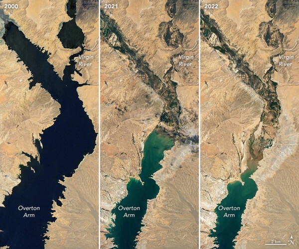 NASA satellite images show how much Lake Mead has receded since 2000