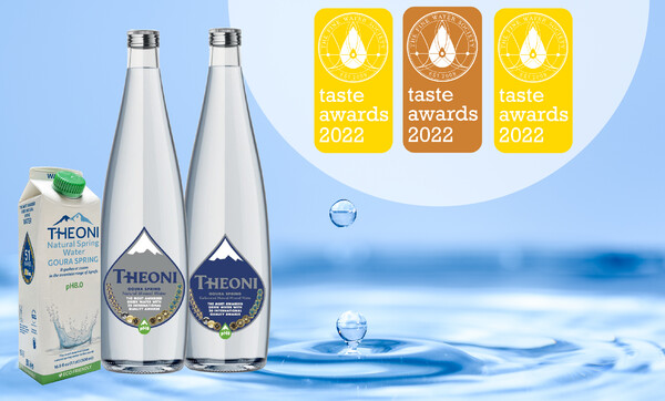 Φυσικό Μεταλλικό Νερό ΘΕΟΝΗ: Νέα τριπλή βράβευση από τον Διεθνή Θεσμό FINE WATERS Taste And Design Awards 2022