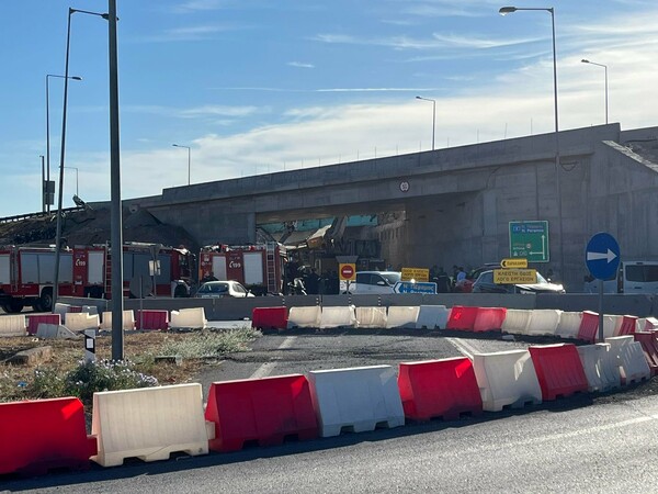 Κατέρρευσε υπό κατασκευή γέφυρα στα Μέγαρα – Ένας τραυματίας
