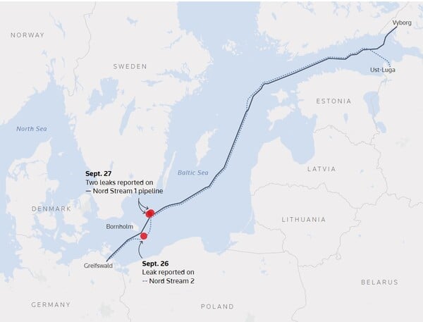 Μόσχα: Οι διαρροές στον Nord Stream έγιναν σε περιοχές που ελέγχονται πλήρως από τις ΗΠΑ
