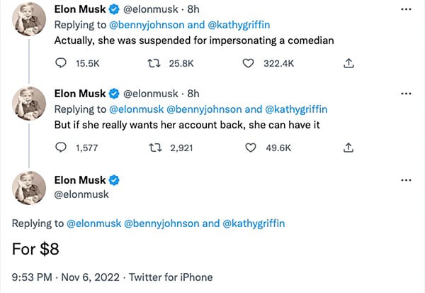 Kathy Griffin: Τη μπλόκαρε το Twitter και επέστρεψε μέσω του λογαριασμού της νεκρής μητέρας της- «Έκλεψες το αστείο, μ@@@λα» λέει στον Μασκ