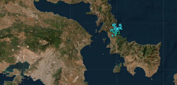 Η σεισμική δραστηριότητα στην Εύβοια, χάρτης
