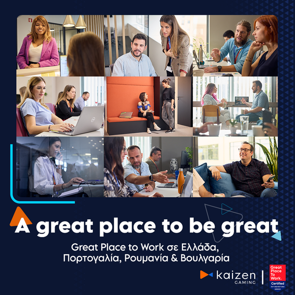 Η Kaizen Gaming αναδεικνύεται για δεύτερη φορά Great Place to Work™