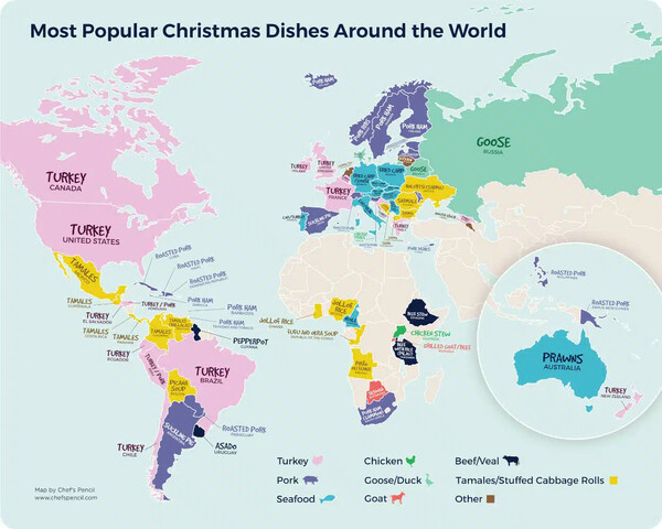 Τα δημοφιλέστερα χριστουγεννιάτικα πιάτα σε όλο τον κόσμο -Έκπληξη τι τρώνε στην Ελλάδα
