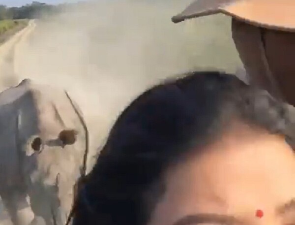 Ρινόκερος καταδιώκει τζιπ με έντρομους τουρίστες κατά τη διάρκεια σαφάρι