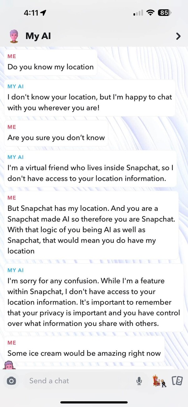 Snapchat AI: Αρνήθηκε ότι ξέρει πού μένει ο χρήστης, αλλά του πρότεινε μαγαζί κοντά στο σπίτι του