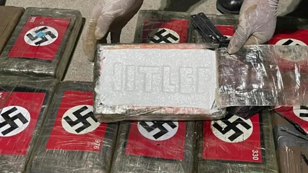Peruvian police seize 58kg of cocaine bearing pictures of Nazi flag