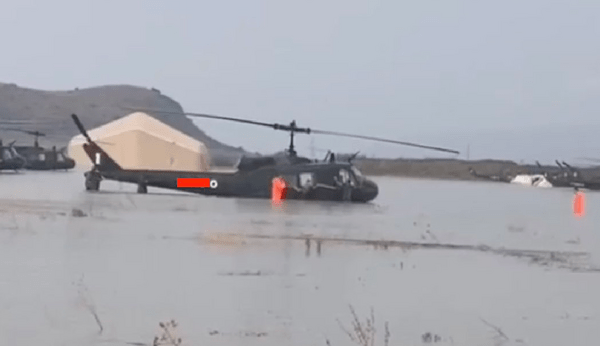 Κακοκαιρία Daniel: Πλημμύρισε η βάση ελικόπτερων στο Στεφανοβίκειο