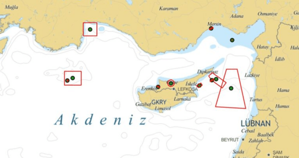 Δύο NAVTEX της Τουρκίας για περιοχές ανοιχτά της Κύπρου