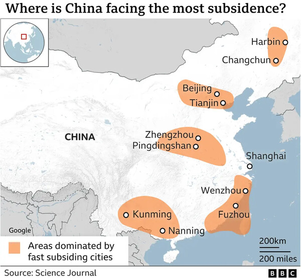 Βυθίζονται οι πόλεις της Κίνας εκθέτοντας εκατομμύρια ανθρώπους σε κίνδυνο 