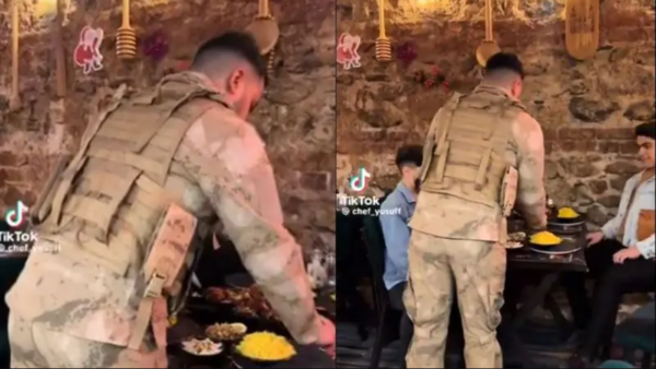 Σάλος στην Τουρκία: Εστιάτορας έντυσε Σύρο σερβιτόρο με στολή στρατιώτη για να προωθήσει το μαγαζί του