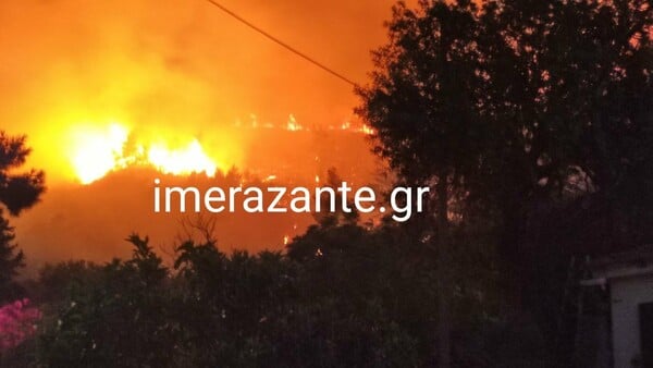 Φωτιά στη Ζάκυνθο: Σε δύσβατο σημείο στην Αγία Μαρίνα