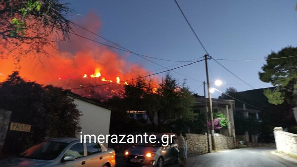 Φωτιά στη Ζάκυνθο: Σε δύσβατο σημείο στην Αγία Μαρίνα