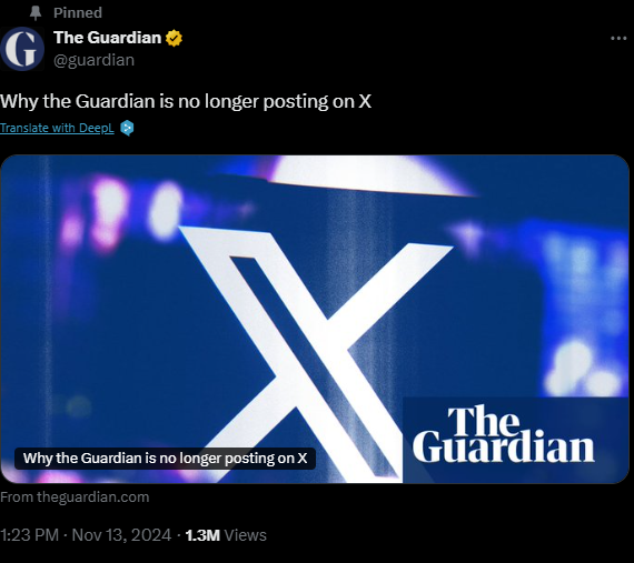 Ο Guardian αποχωρεί από το Χ (πρώην Twitter) σαμποτάροντας τον Έλον Μασκ του Τραμπ
