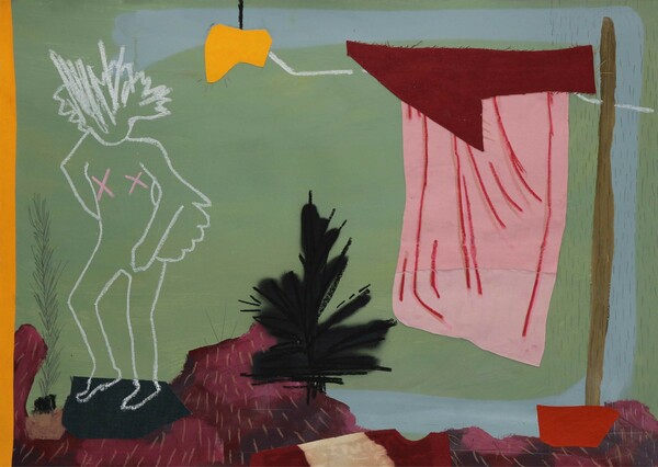 Anestis Ioannou, Birdman and pink cloth, 2024