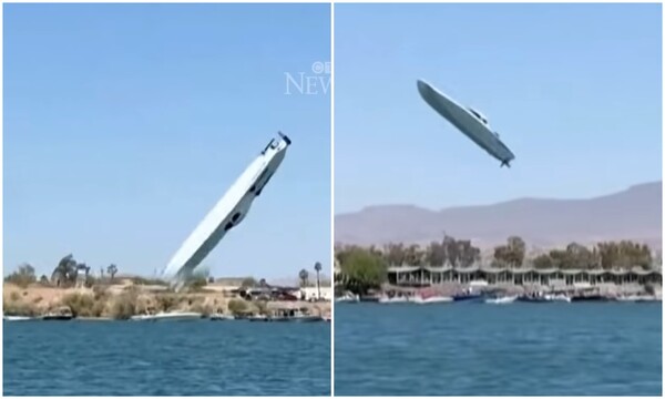 Ταχύπλοο σκάφος αναποδογύρισε στον αέρα