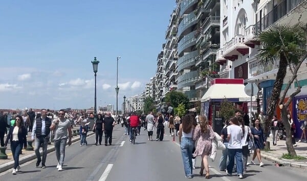 Θεσσαλονίκη: Βίντεο από την πιλοτική πεζοδρόμηση της Λεωφόρου Νίκης 