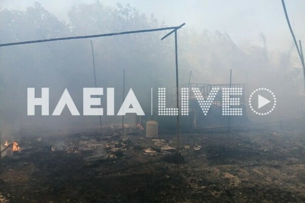 Φωτιά στη Μανωλάδα σε καταυλισμό εργατών γης