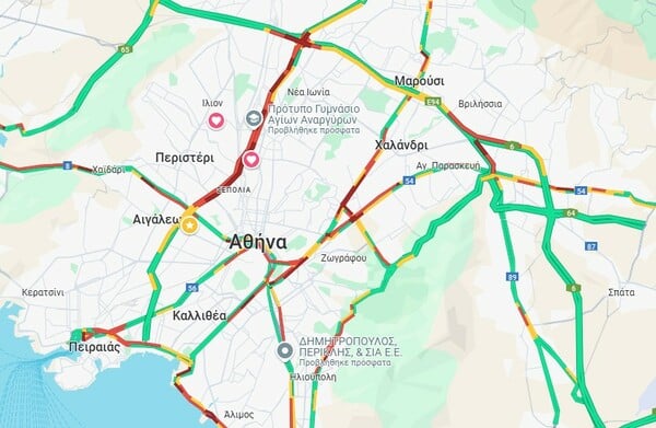H κίνηση στυς δρόμους: Καθυστερήσεις και στα δύο ρεύματα του Κηφισού