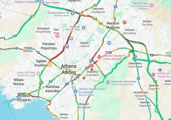 Κίνηση στους δρόμους: Στο «κόκκινο» Κηφισός και Κηφισίας - Καθυστερήσεις και στη Μεσογείων