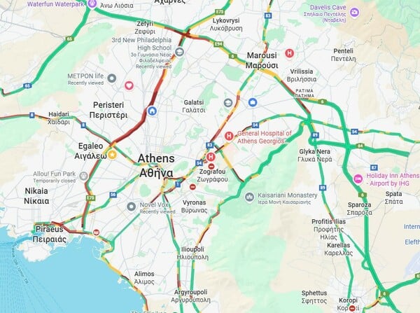 Κίνηση στους δρόμους: Προβλήματα σε Κηφισό και κέντρο της Αθήνας