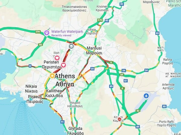 Κίνηση: Μποτιλιάρισμα στον Κηφισό και στο κέντρο